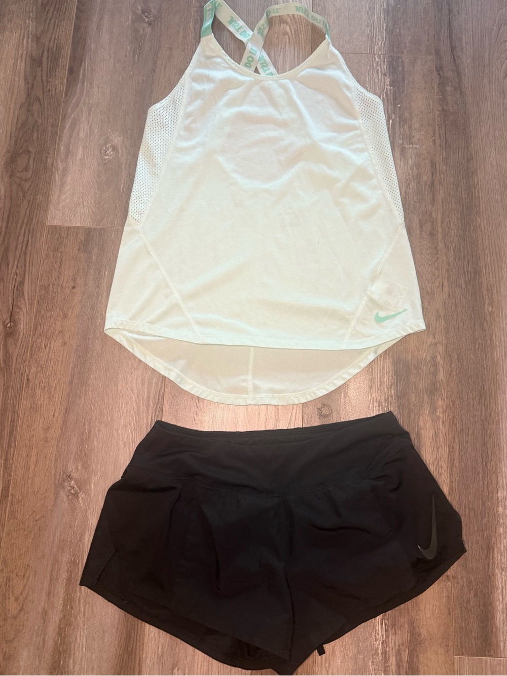 Nike Mint Green Tank Top & Black Running Shorts Set Size Small